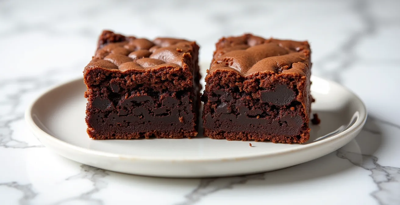 Side-by-side comparison of brownie textures made with butter versus oil