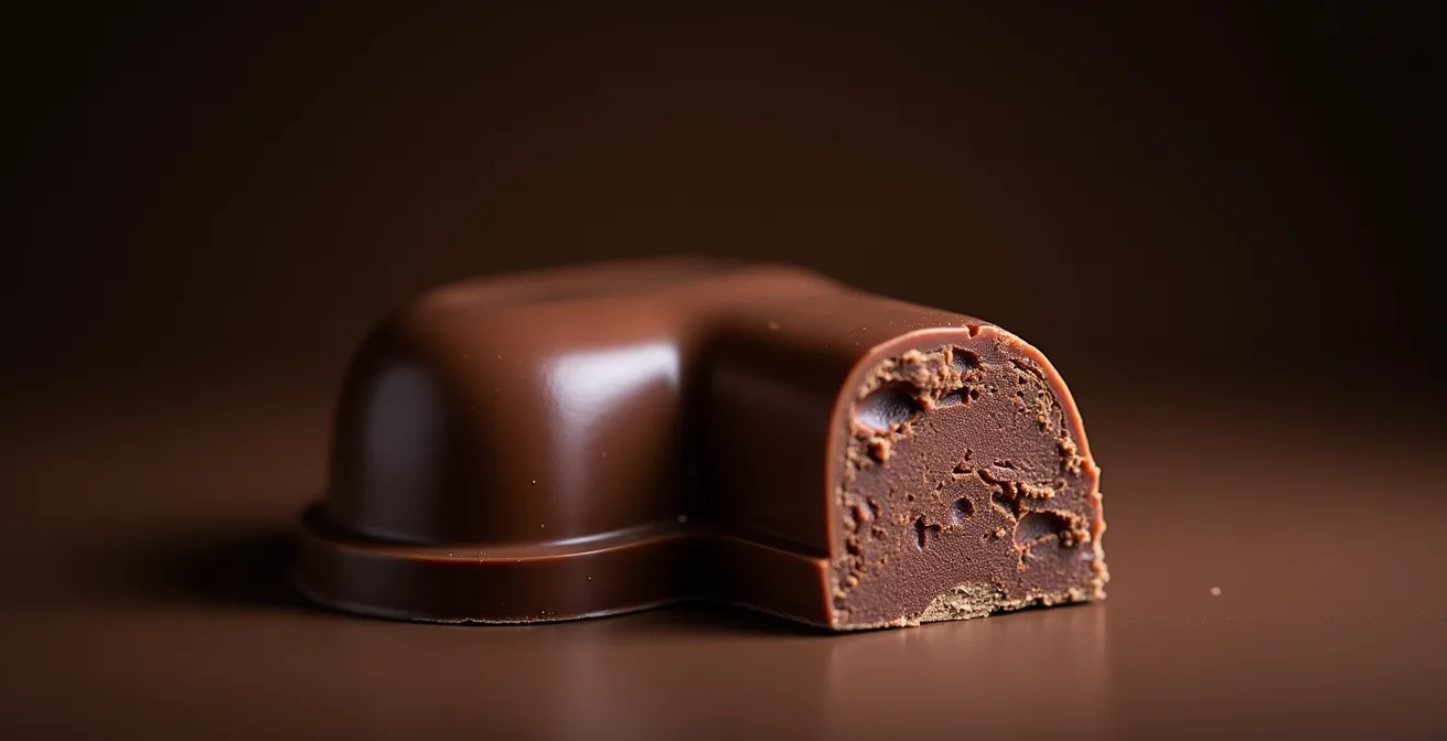 Side-by-side comparison of properly tempered vs untempered chocolate structure